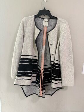 Elevenses Anthropologie Wool Blend Jacket Gray Stripe Peplum S